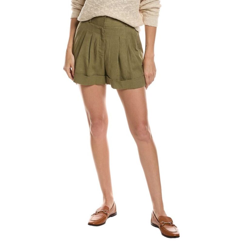 Dkny Womens  Pleated Linen-Blend Pant, Green